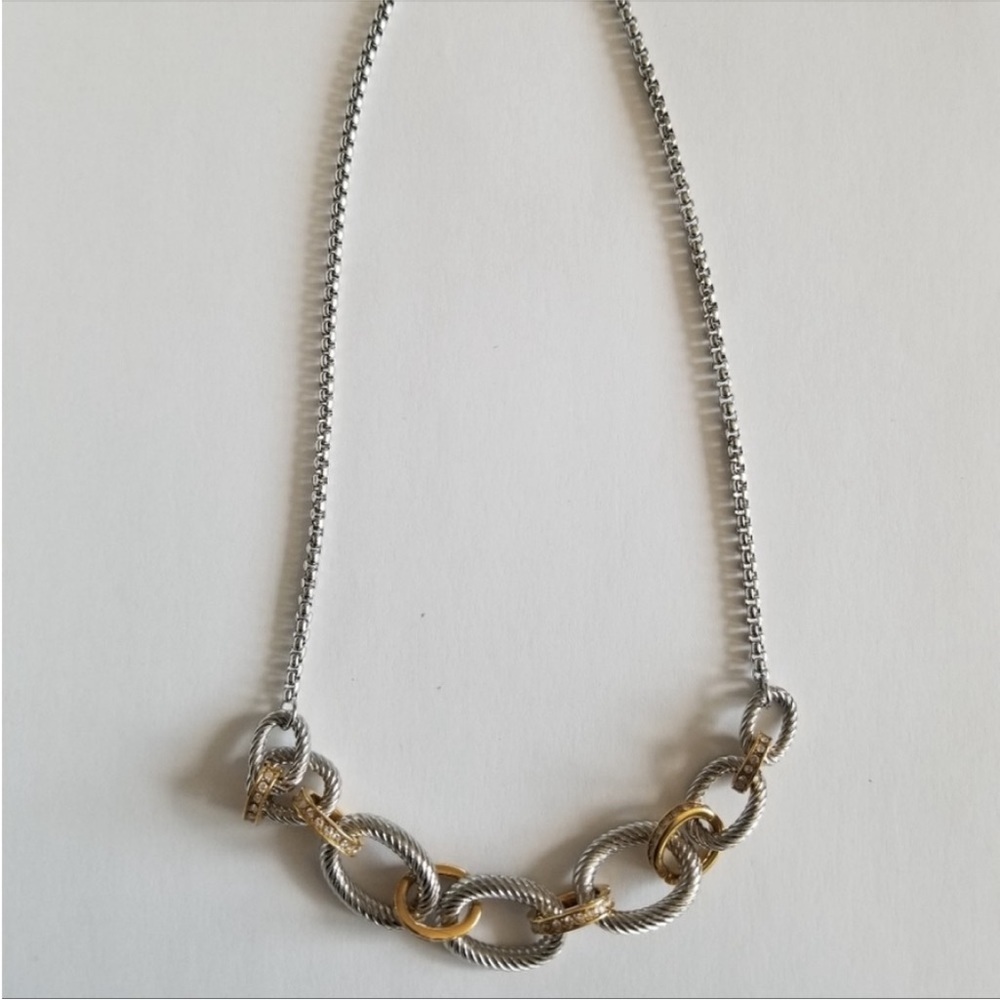 NWT Stainless Steel and Gold Eternal Linked Necklace